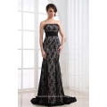 ED039 Women's Clothing Fitting Party Dress Strapless Elegant Prom Dress Black Lace evening dress